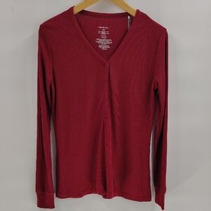 Posh Peanut burgundy maroon Henley Top Size Small Thermal Long Sleeve